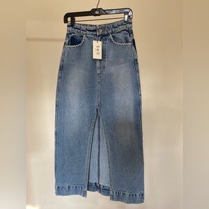 Sea NY Marion Mended Denim Maxi Skirt
